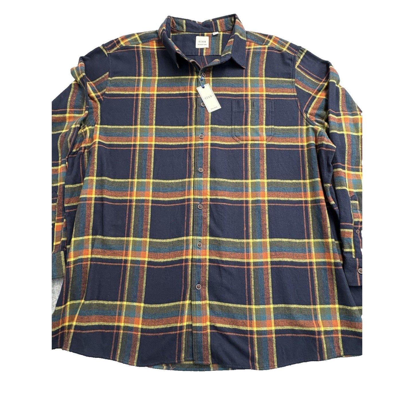 NWT's ROWM SOFT Portuguese Button Down Multi Men's Blue Shirt 4XT MSRP $89