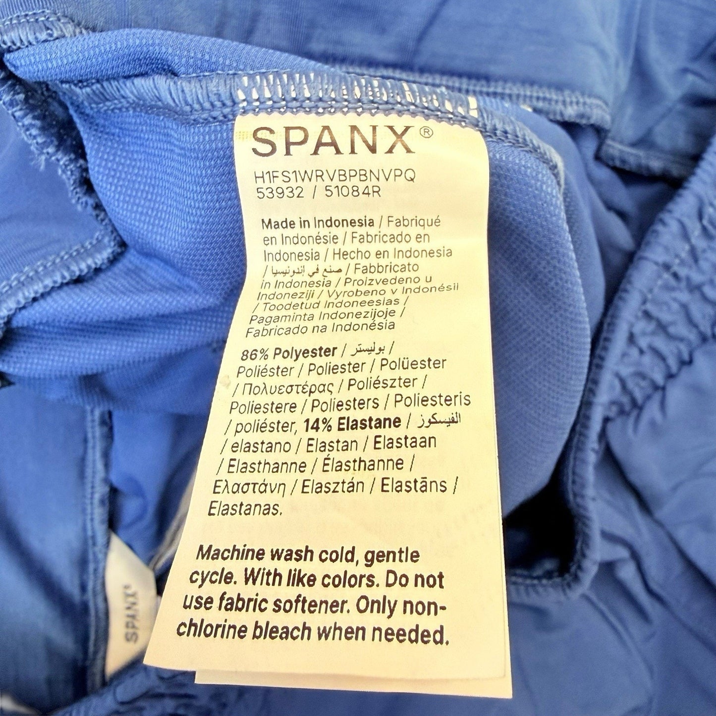 SPANX Jogger Pants L Blue Elastic Waist Stretch Athleisure Women's