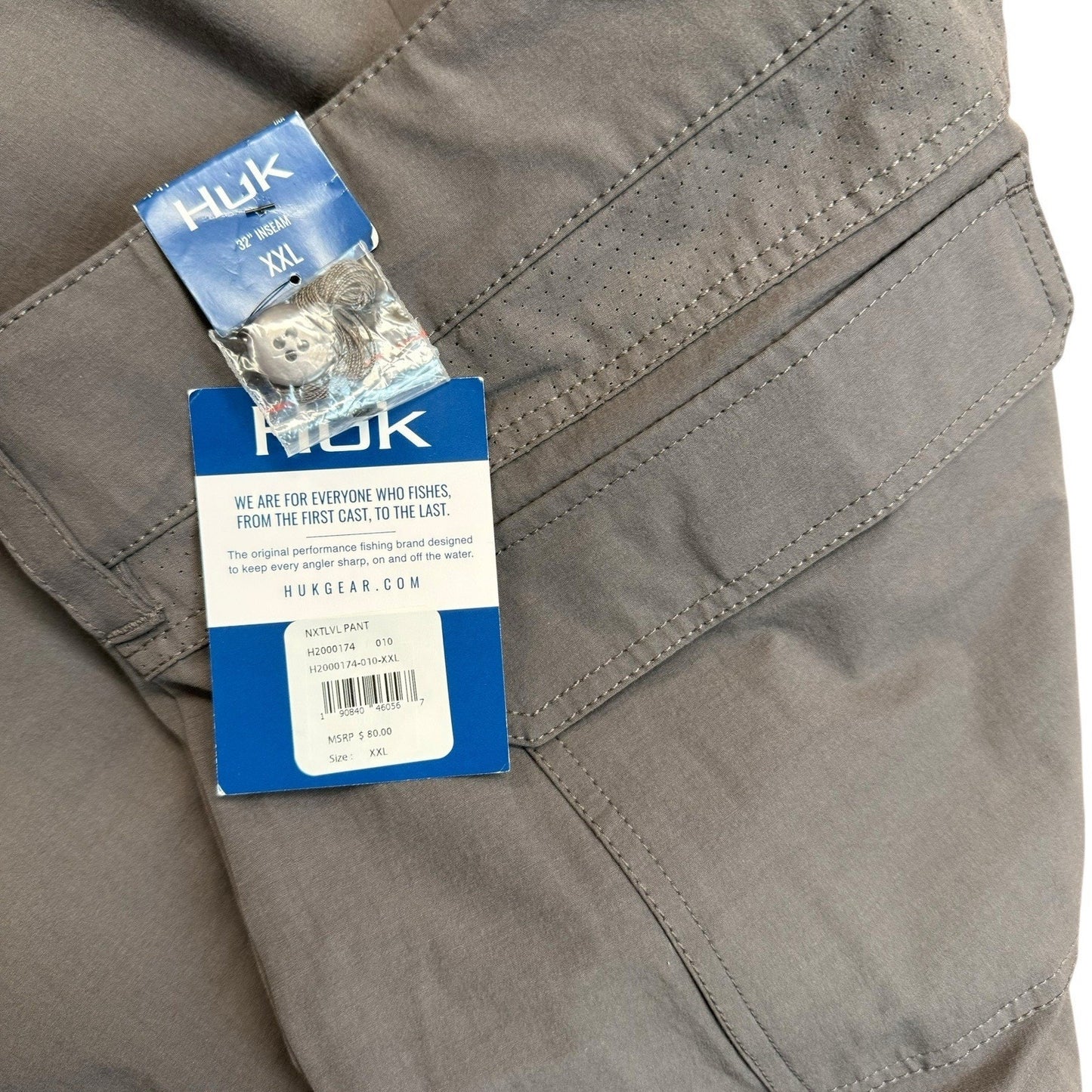 Huk Men's Performance Pants Gray Size XXL Fishing Outdoor Quick Dry Stretch NWT