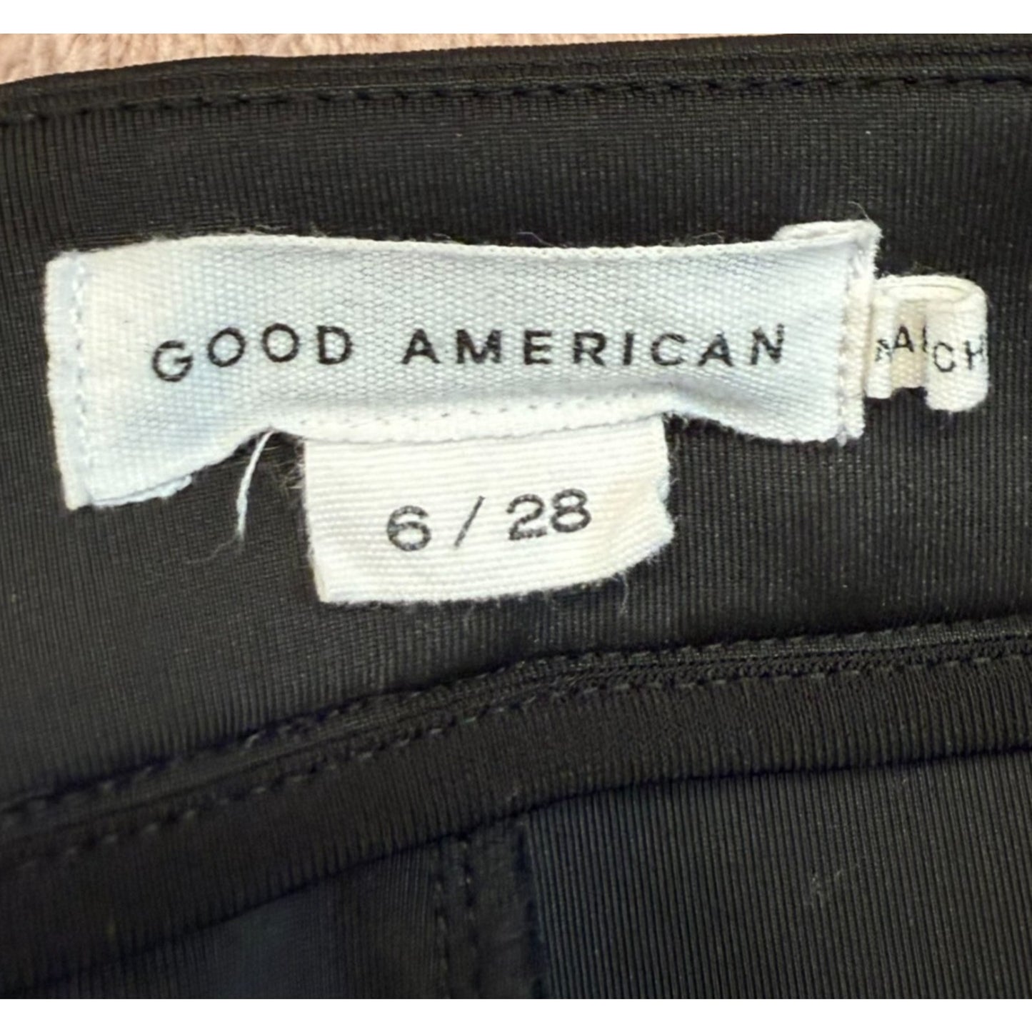 Good American Women’s 6/28 Black Flare Pants Stretch High Rise Trouser