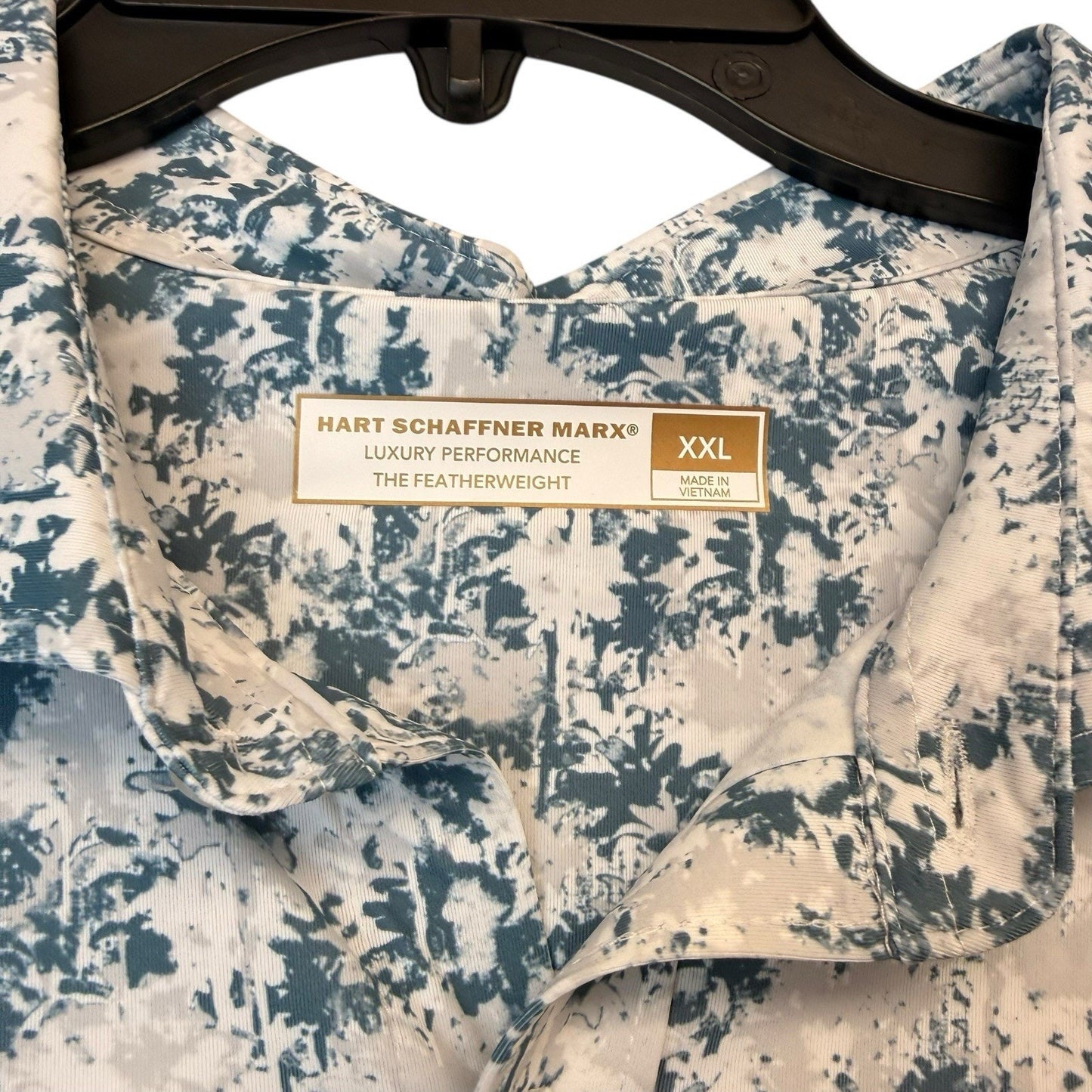 Hart Schaffner Marx Luxury Performance Shirt 2XL NWT Stretch Blue Floral $89 Women's Blouse