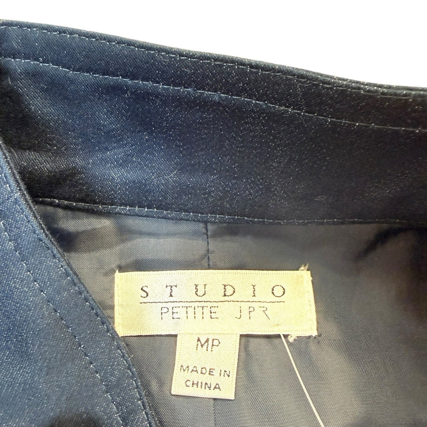 Studio M Petites Navy Military Ruffle Jacket MP Gold Buttons Women's