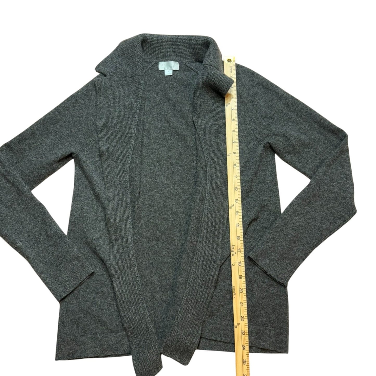 Y2K Carlisle New York 100% Cashmere Gray Open Front Cardigan Size S Women's