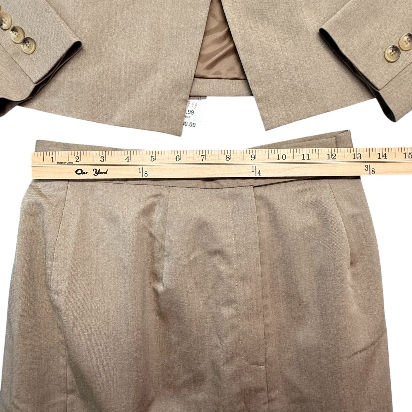 Anne Klein Y2K Beige Blazer Pencil Skirt Suit Set Women’s 2P New