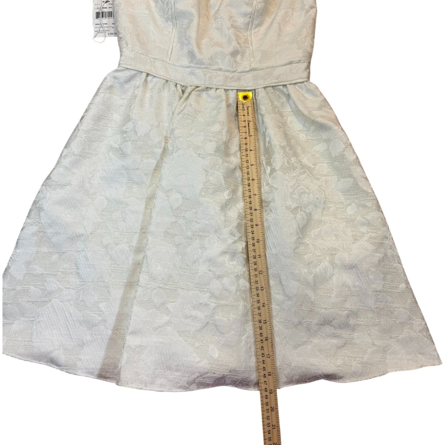 NEW Aidan Mattox Women's Size 4 Lined White Fit and Flare Zip Floral Dress $255