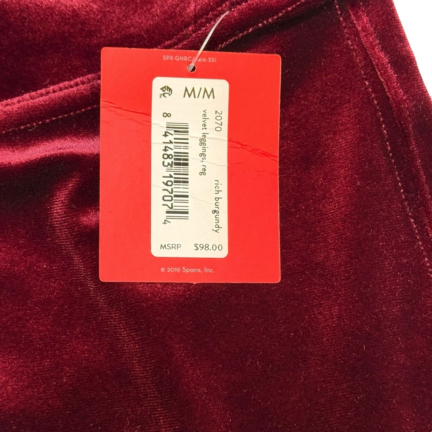 Spanx Velvet Leggings Women’s Size M Burgundy High Waist Pull-On Pants NWT