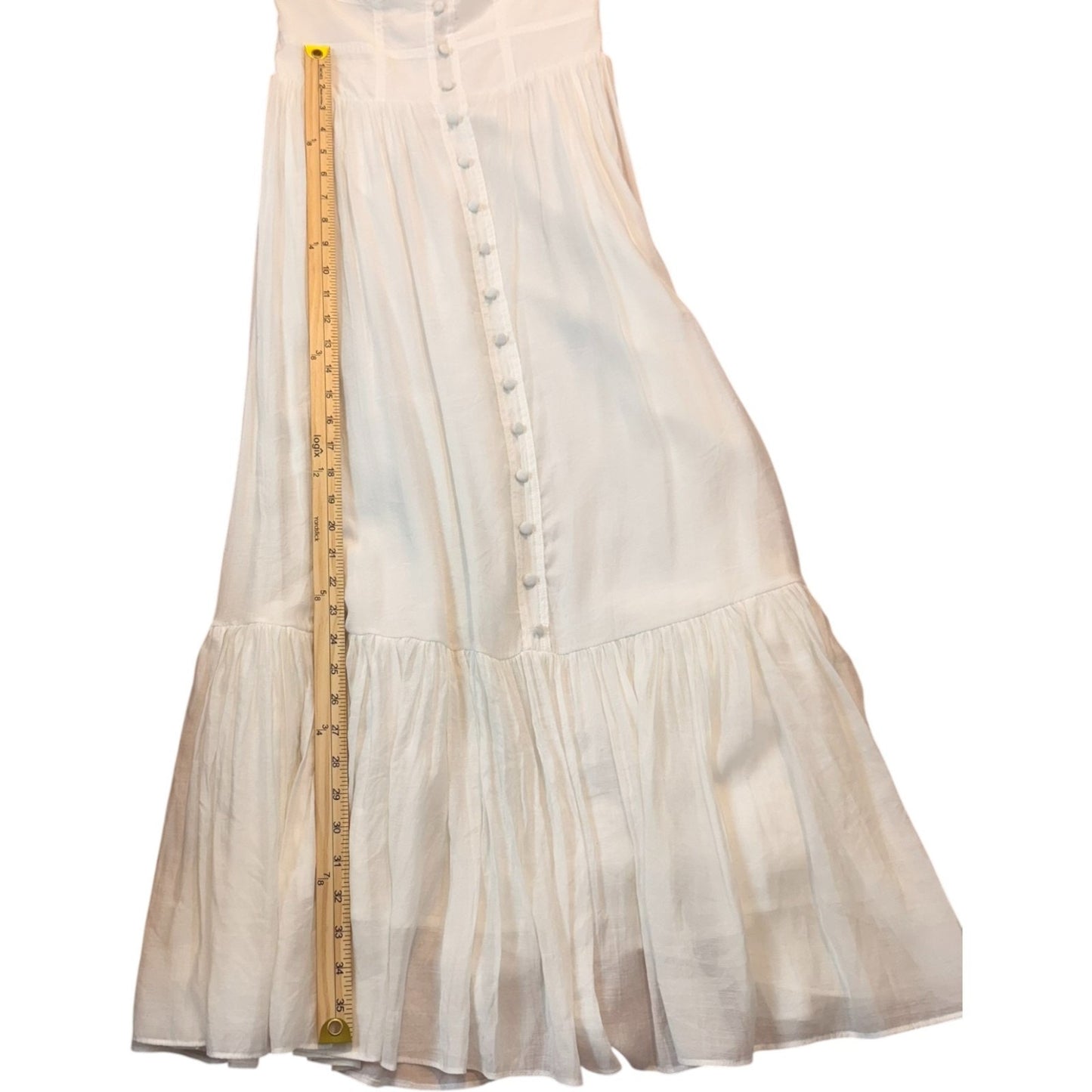 NEW P. Cill Women's Size Small Off White Strapless Maxi Button-Down Tiered Dress