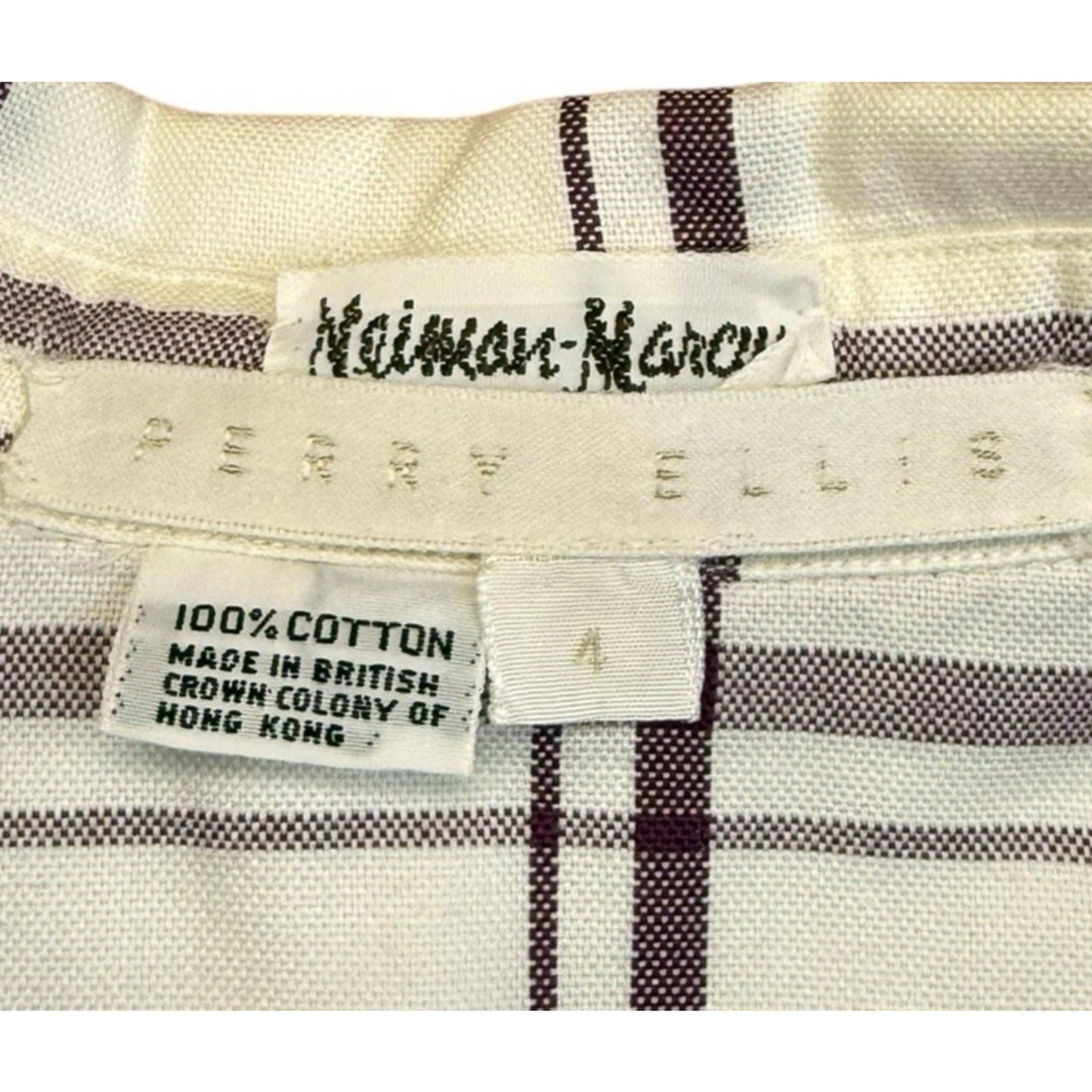 Vintage Perry Ellis Plaid Shirt Made in British Crown Colony Hong Kong Cotton Men's Button Down