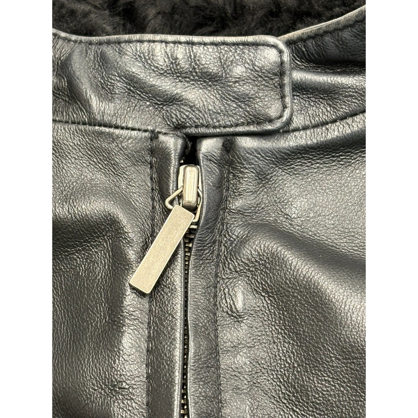 Women's Vintage Colebrook Classic Black Lamb Leather Jacket Fleece Lined XL