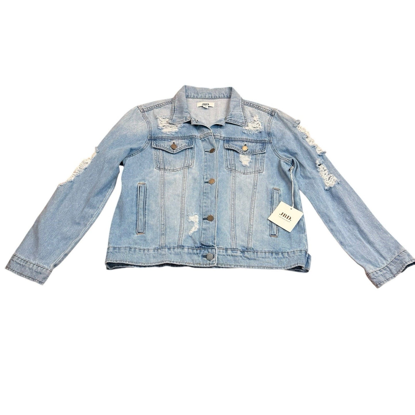 JBD Just Black Denim Distressed Jacket Pearl Detail M NWT Women's