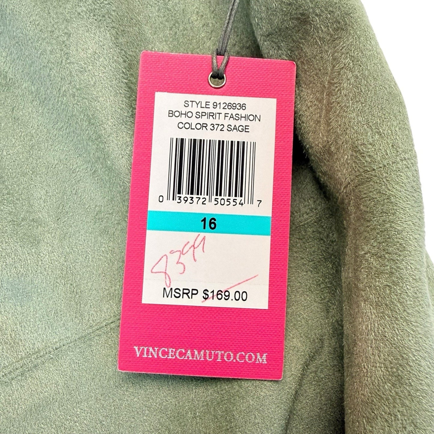 Vince Camuto Sage Green Suede Tunic Dress Laser Cut NWT Size 16 Women's