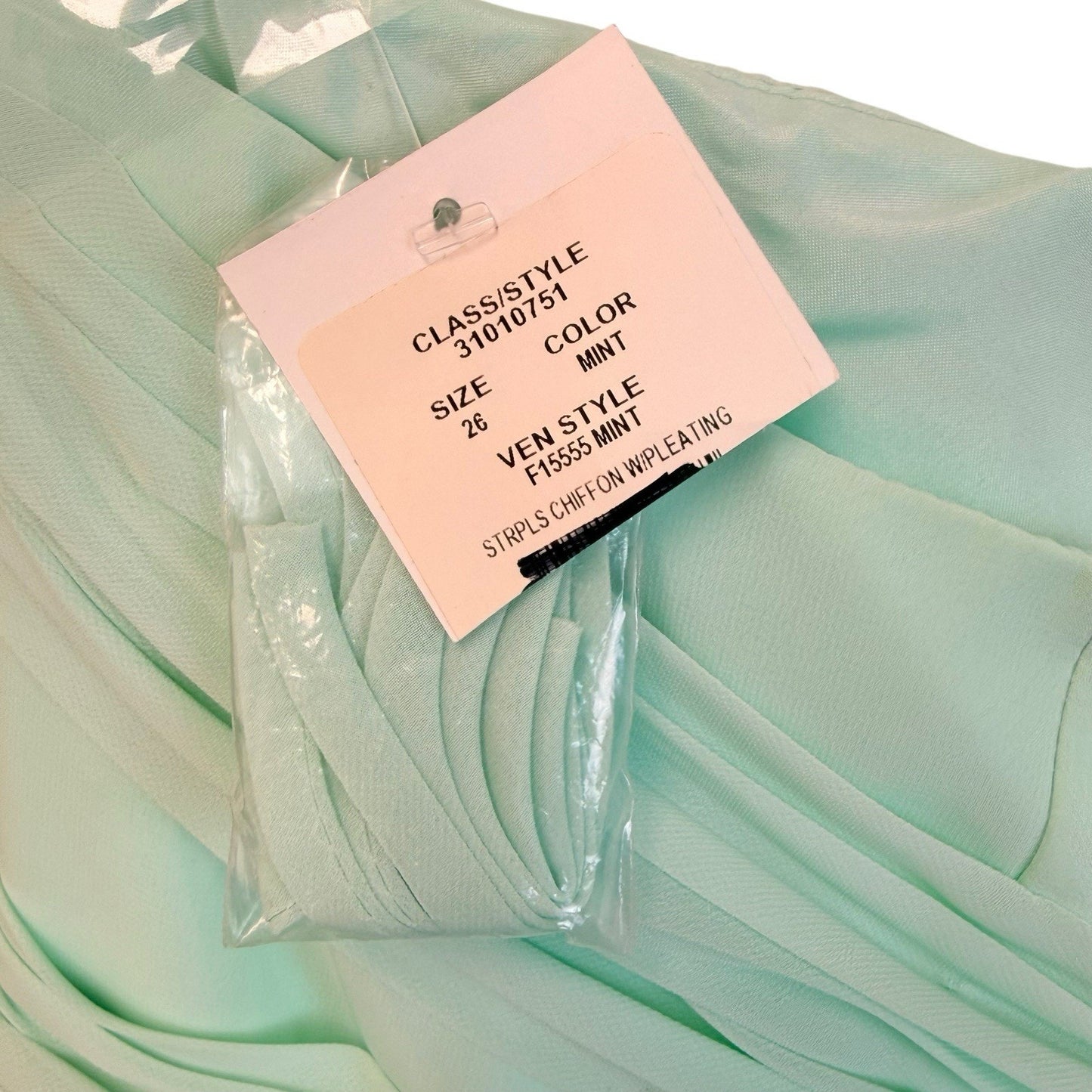 Women's David’s Bridal Mint Strapless Chiffon Bridesmaid Dress Size 26 NWT