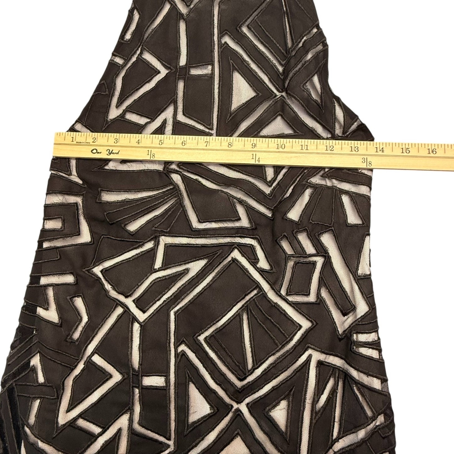 NBD Say It Geometric Mesh Halter Dress XS Black White Lined Open Back Women's