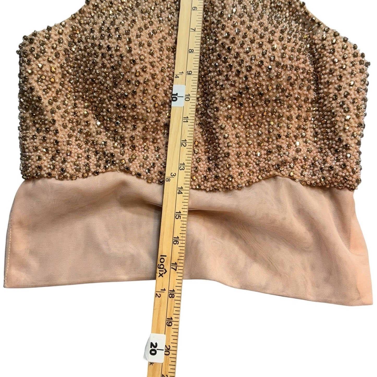 Sherri Hill Size 6 Pink Beaded Two Piece Formal Dress Halter Top A-Line Skirt Women's