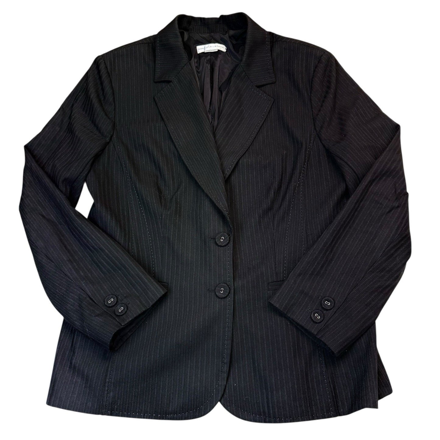 Vintage Garfield & Marks Women’s Size 16 Black Pinstripe Skirt Suit USA Made