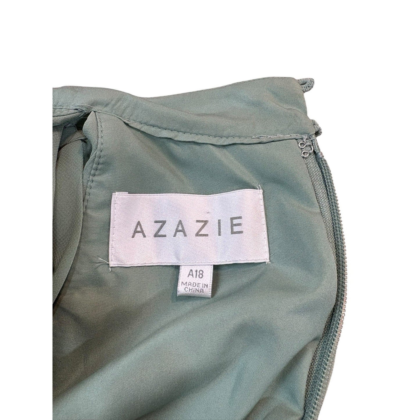 Azazie Women’s A18 Dusty Sage Halter Pleated Chiffon Gown Bridesmaid Dress