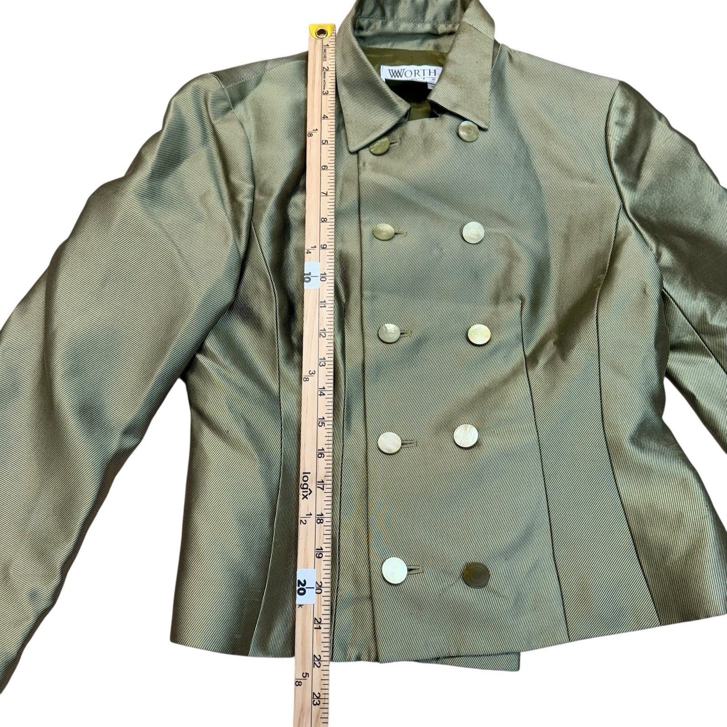 Worth Petite Green Silk Blend Jacket & Halter Top Set Women’s Size 10