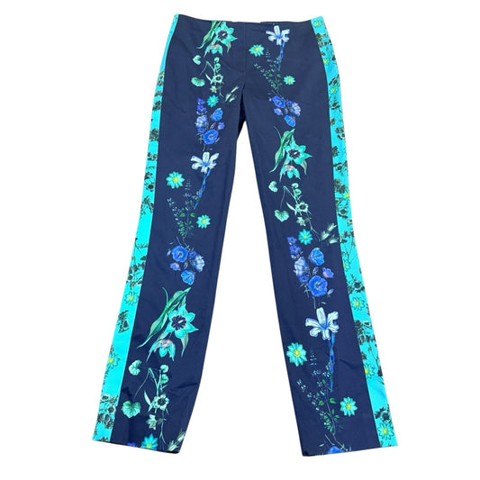 Carlisle Floral Print Pants Women's Size 2 Blue Statement Trousers