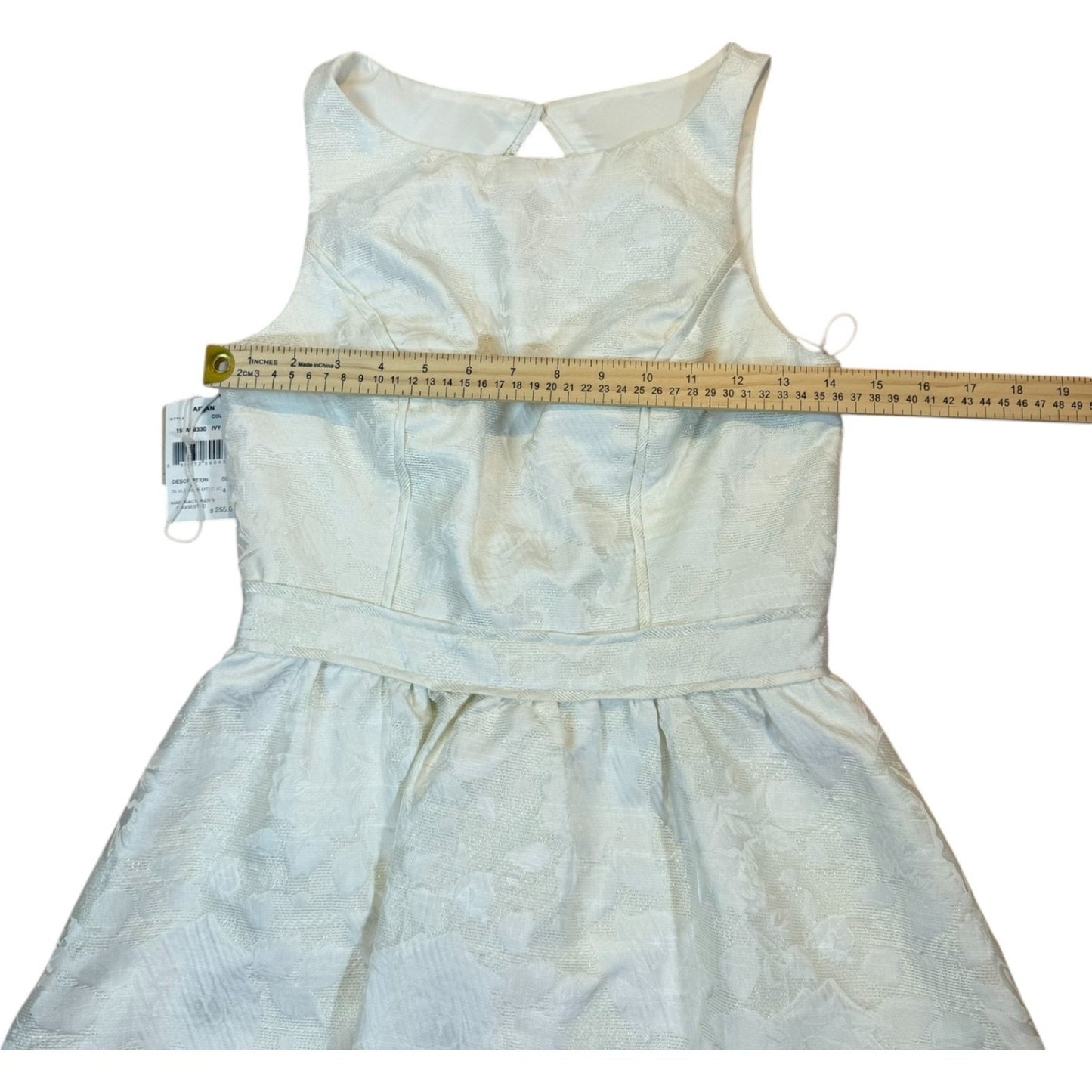 NEW Aidan Mattox Women's Size 4 Lined White Fit and Flare Zip Floral Dress $255