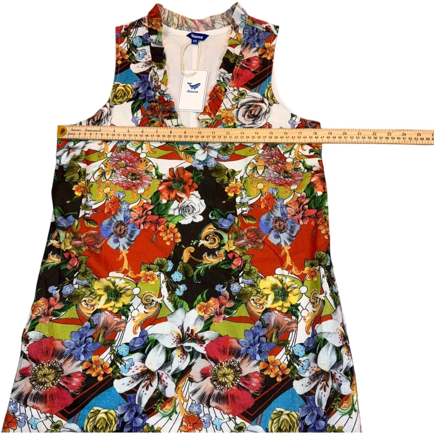 NEW Yiume Women's Size XS Floral Pattern A-Line Sleveless Summer Dress W Pockets