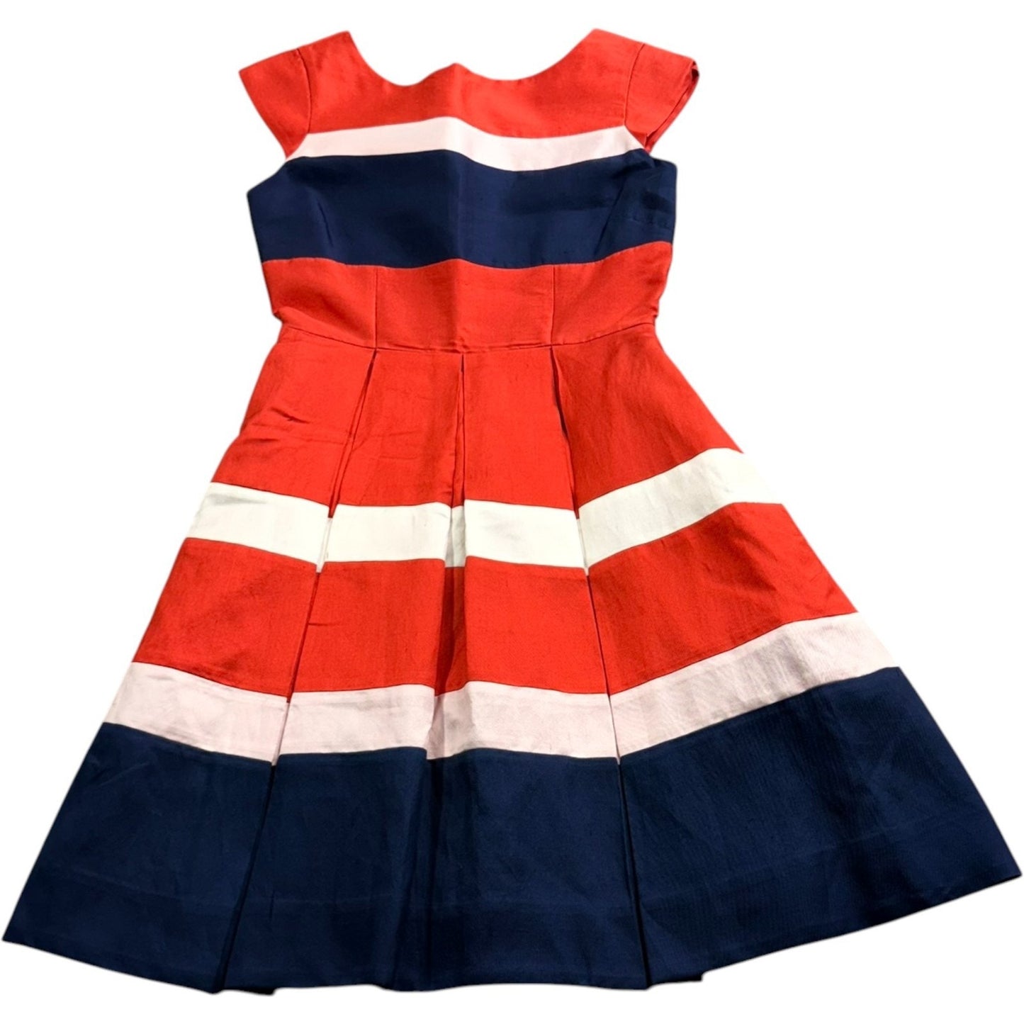 Kate Spade New York Silk Cotton Dress Size 00 Red White Blue Stripe Lined Women's