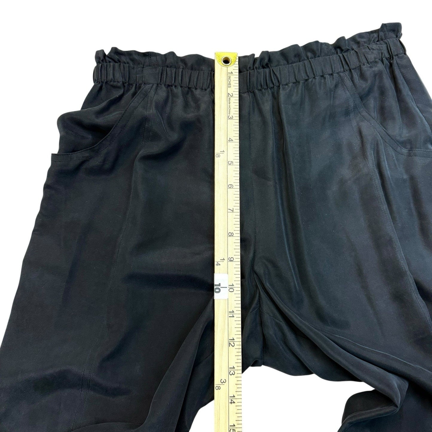 Doncaster Black 100% Silk Wide Leg Pants XS Elastic Waist Luxury Women's