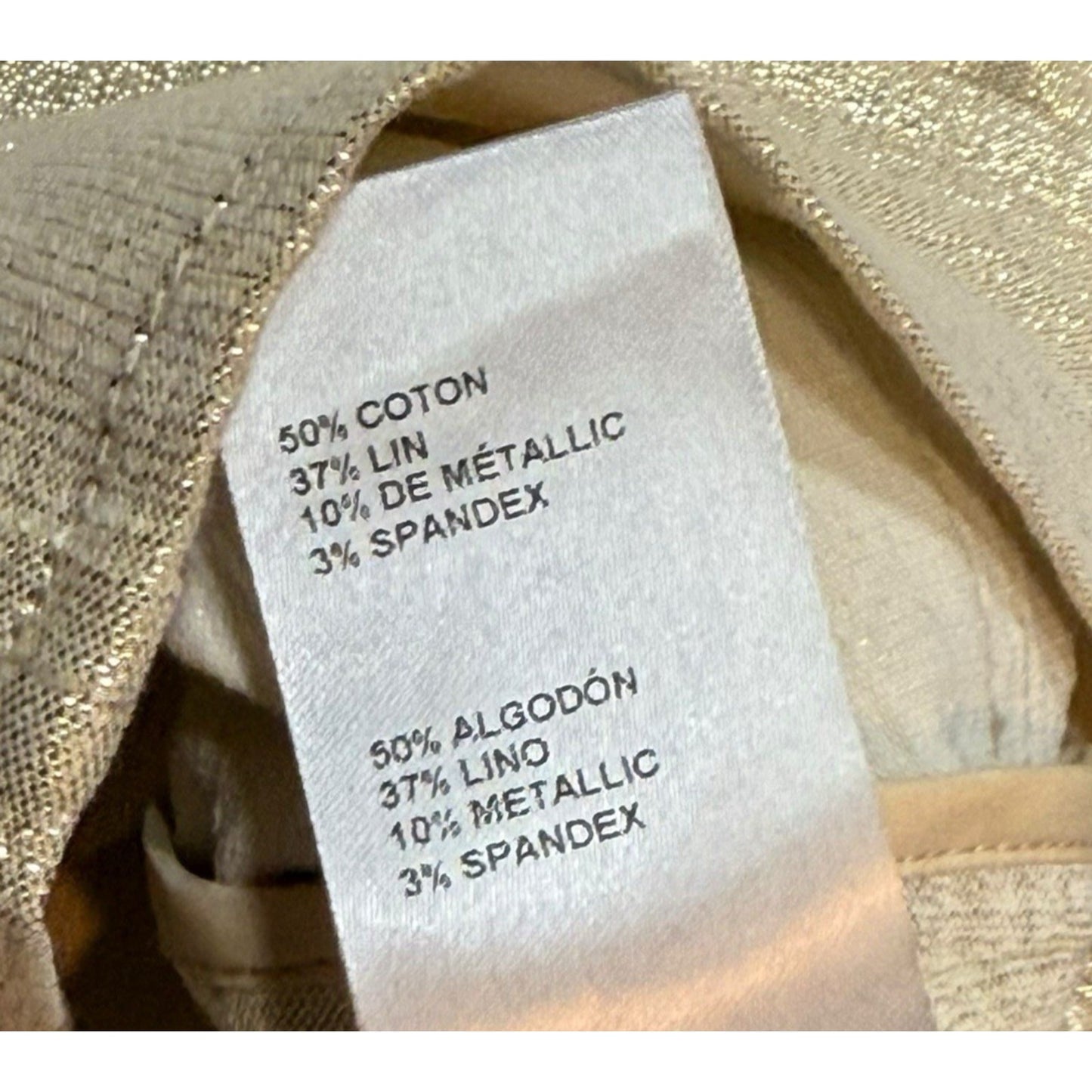 Doncaster Collection Gold Metallic Linen Blend Belted Jacket & Pants Set Sz 2 Women's SUIT, SET