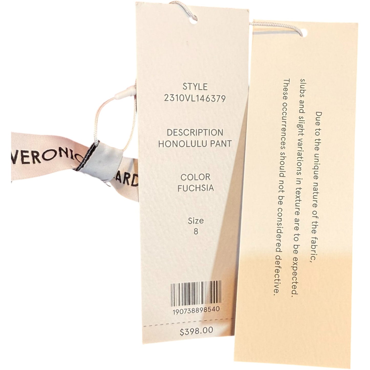 Veronica Beard Honolulu Pants Women’s 8 Fuchsia Velvet Straight Leg NWT