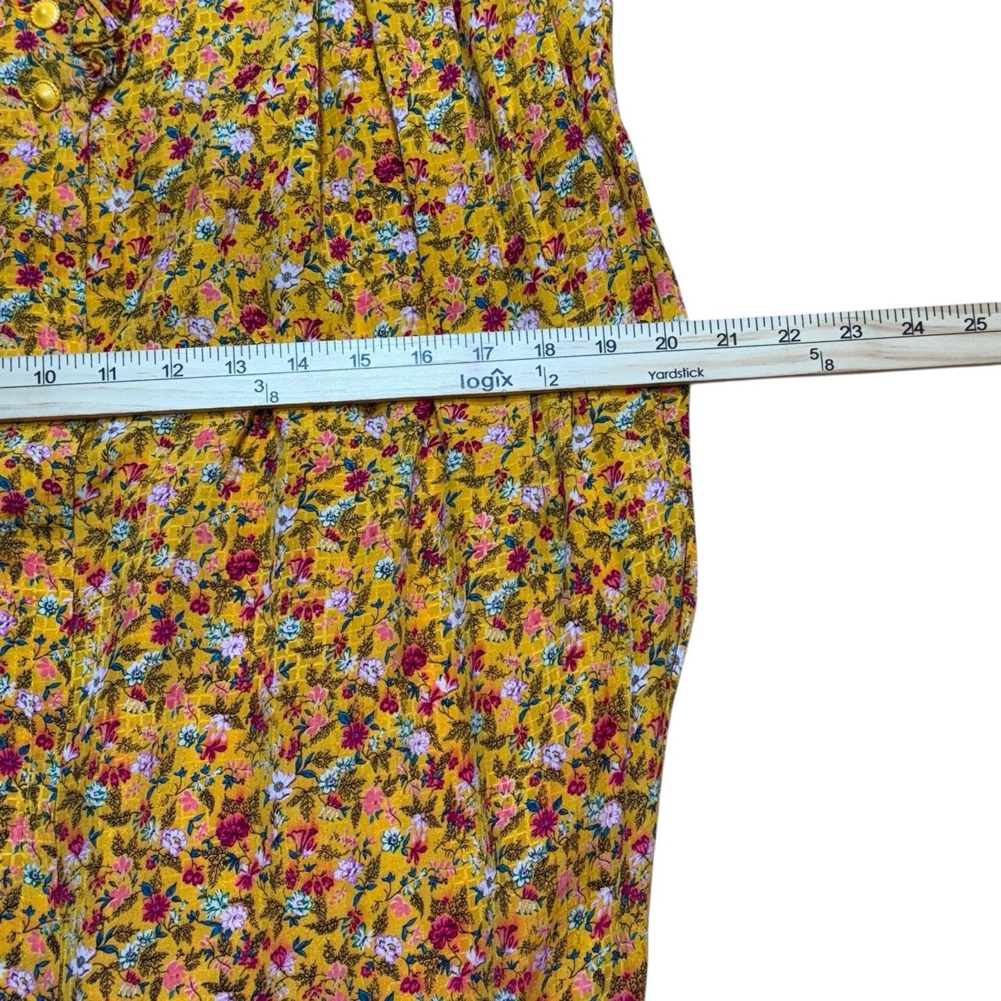 Women's Vintage Emanuel Ungaro Parallele Paris Yellow Floral Ruffle Neck Dress Small Fra
