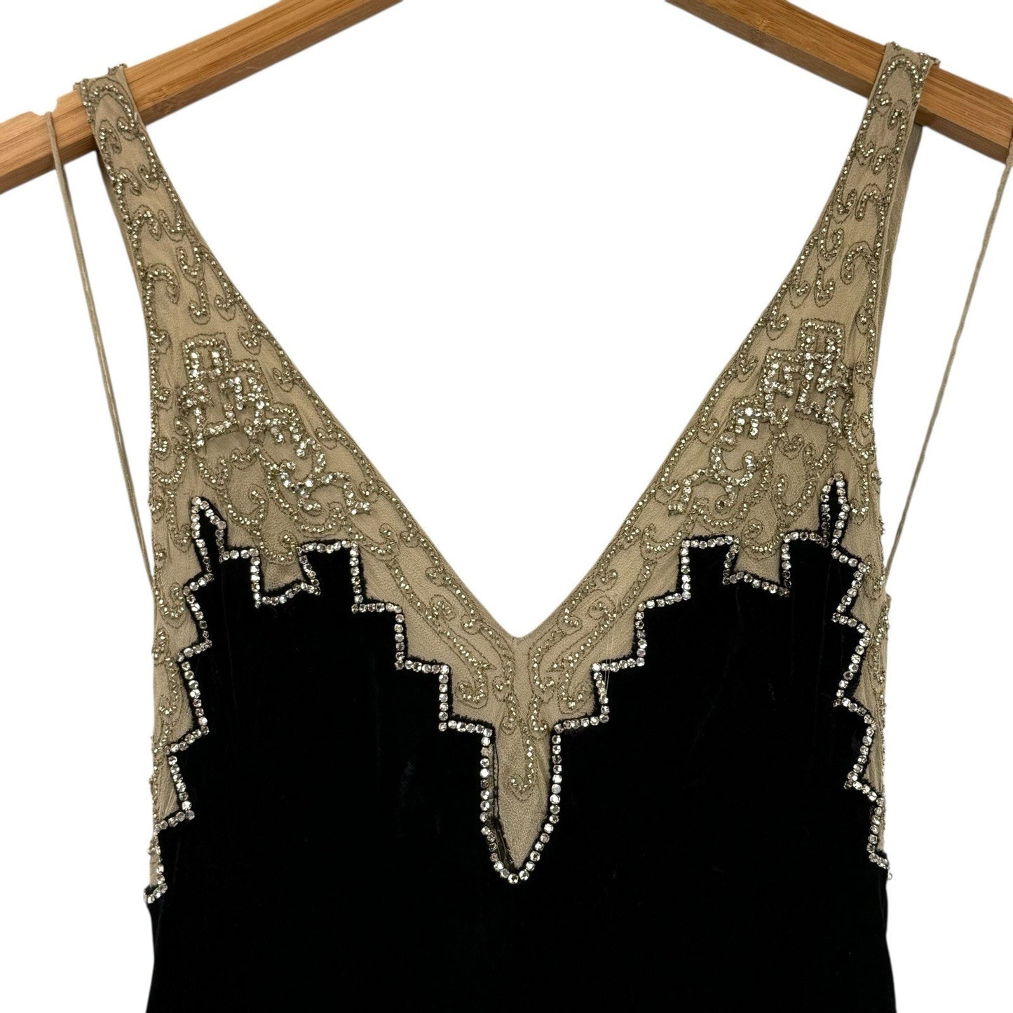 Vintage Y2K Ralph Lauren Collection Black Velvet Beaded Gown Dress 4 Women's