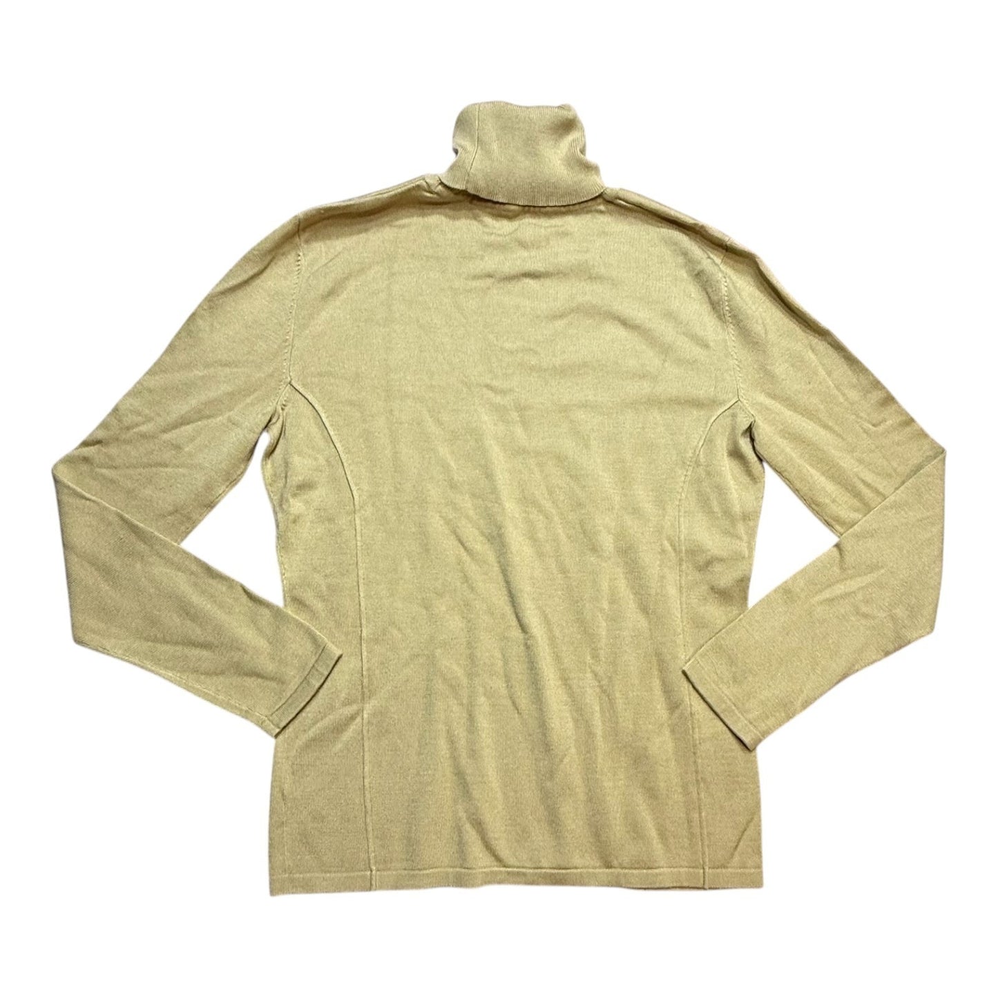 Y2K Doncaster Sport Beige Silk Women's Turtleneck Long Sleeve Blouse Top Size S
