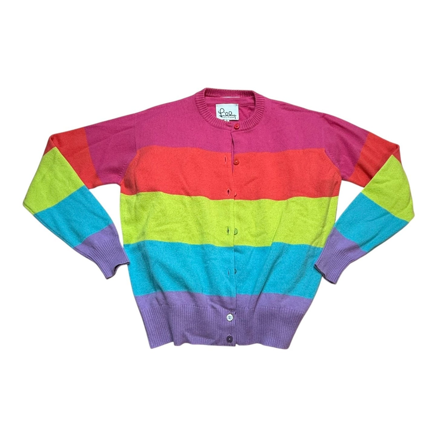 Vintage Lilly Pulitzer Cashmere Sweater Set Rainbow Cardigan Shell Small Women's