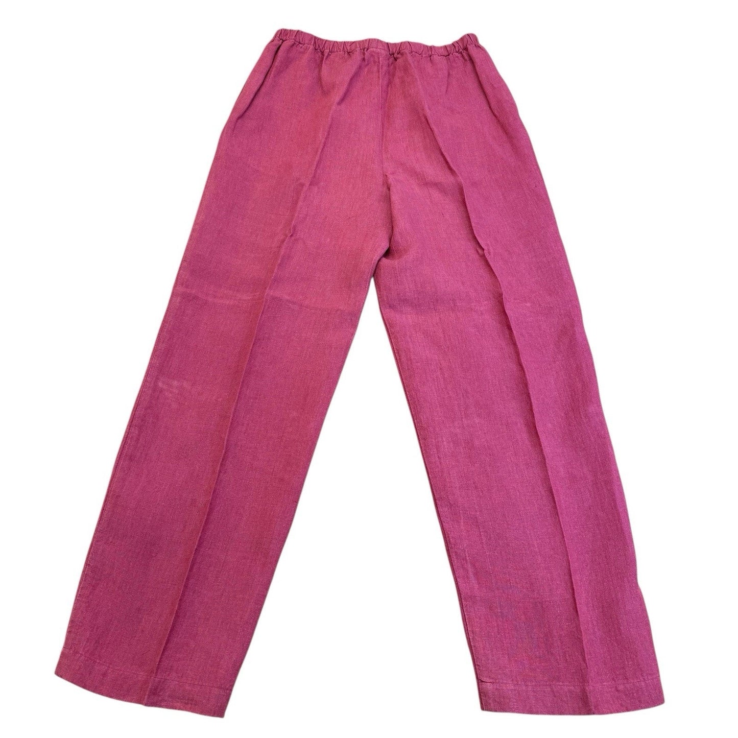 Vintage Eileen Fisher Linen Pants Women’s Pink Elastic Waist Straight Leg 90s