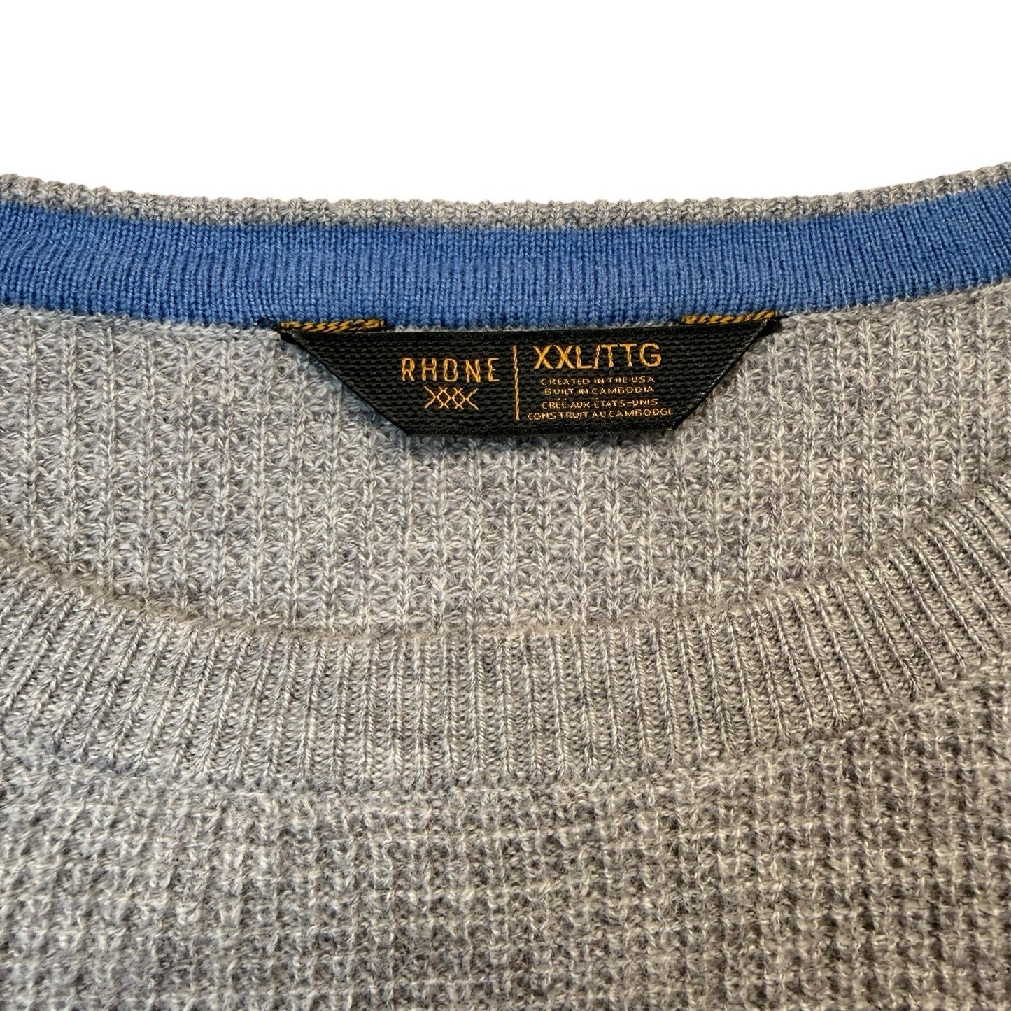 Men's Rhone Walden Waffle Knit Sweater XXL NWT Wool Cashmere Gray $178