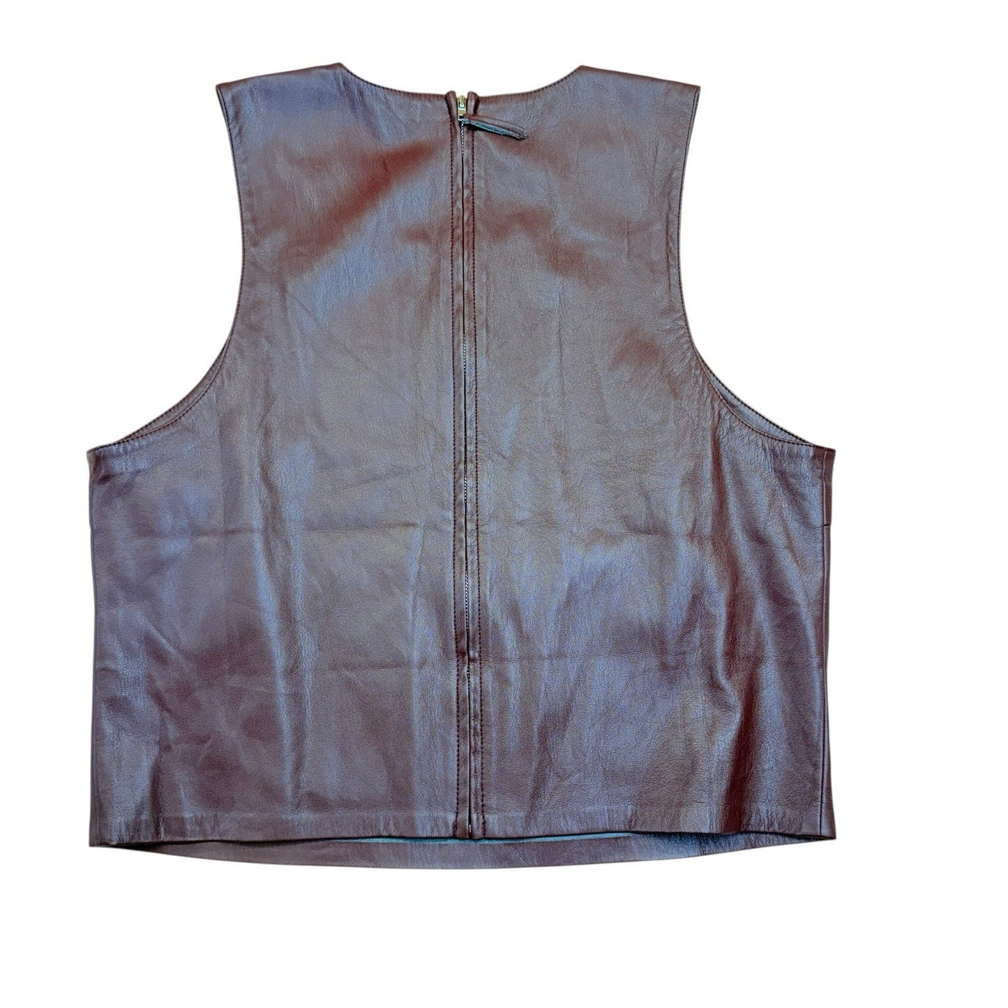 Good American Faux Leather Crop Top Burgundy Sleeveless L Women's Blouse