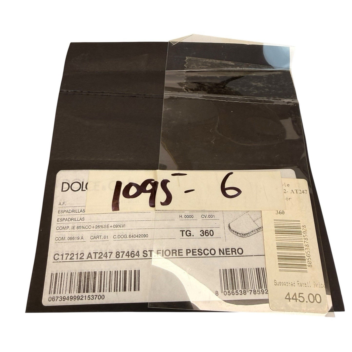 Dolce & Gabbana Floral Espadrille Flats/Shoes Black Canvas Leather Sole Women’s 6