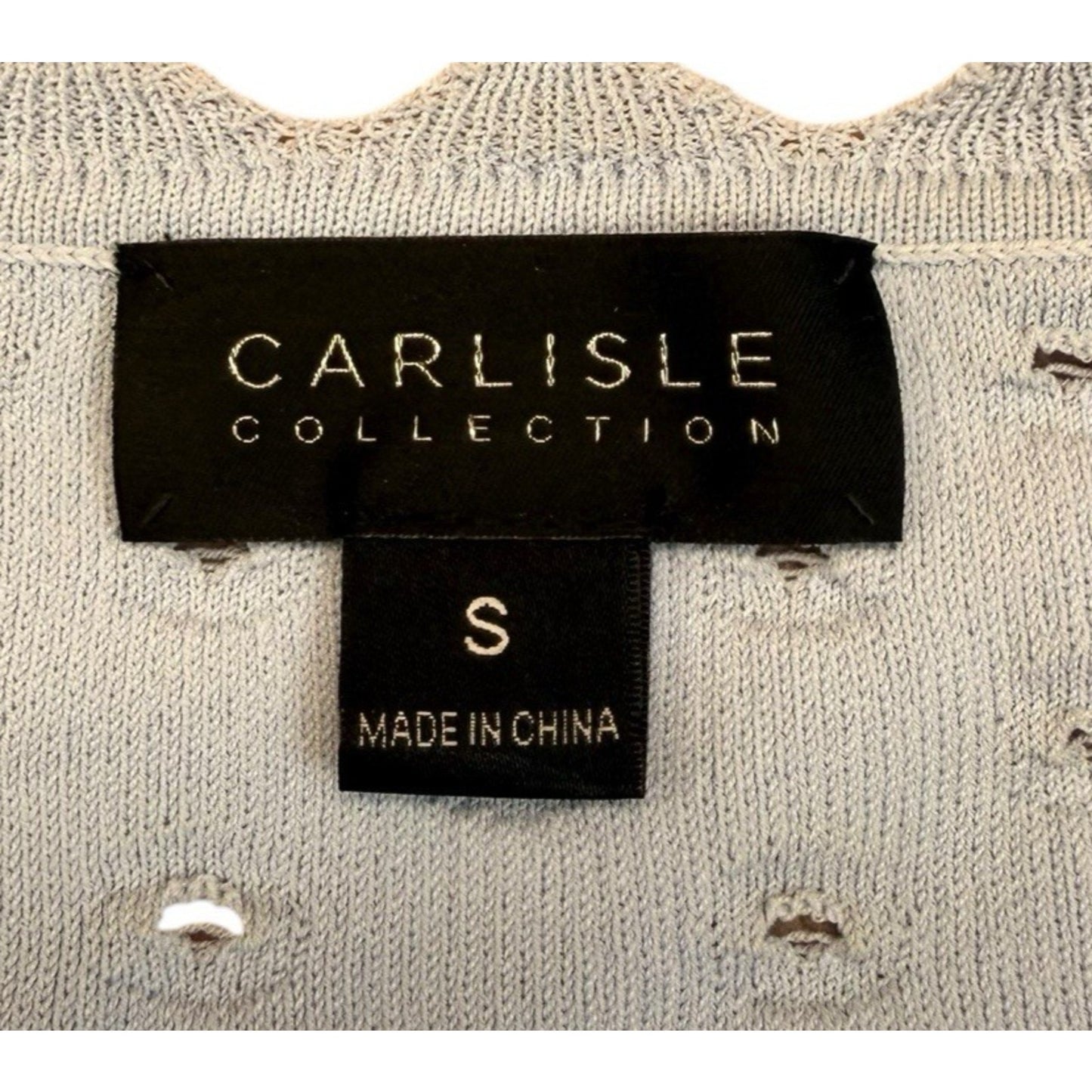 Vintage Carlisle Beaded Blouse Women’s Small White Scallop Hem 3/4 Sleeve