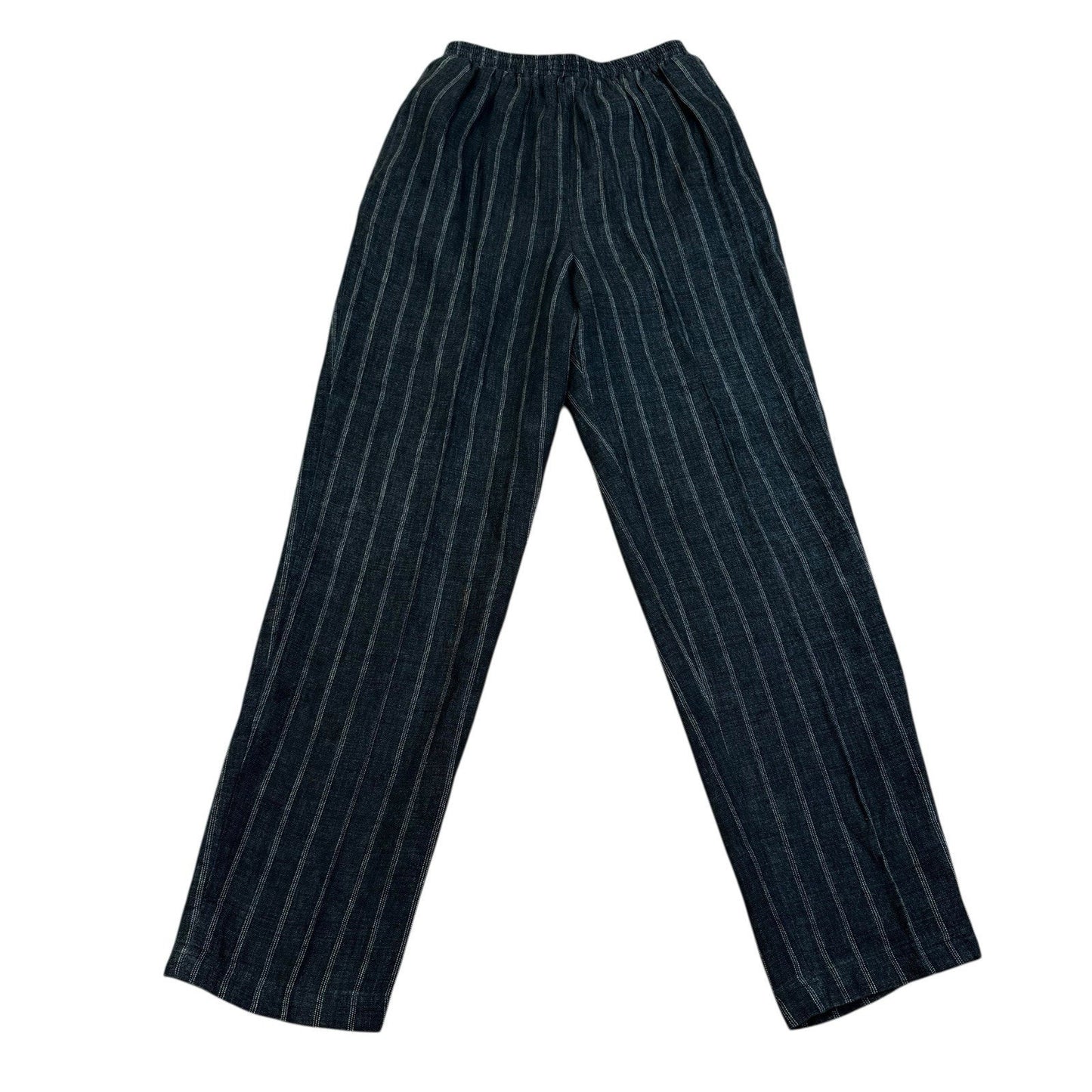 VINTAGE David Dart Collection Black Pinstripe Linen Pants Women's