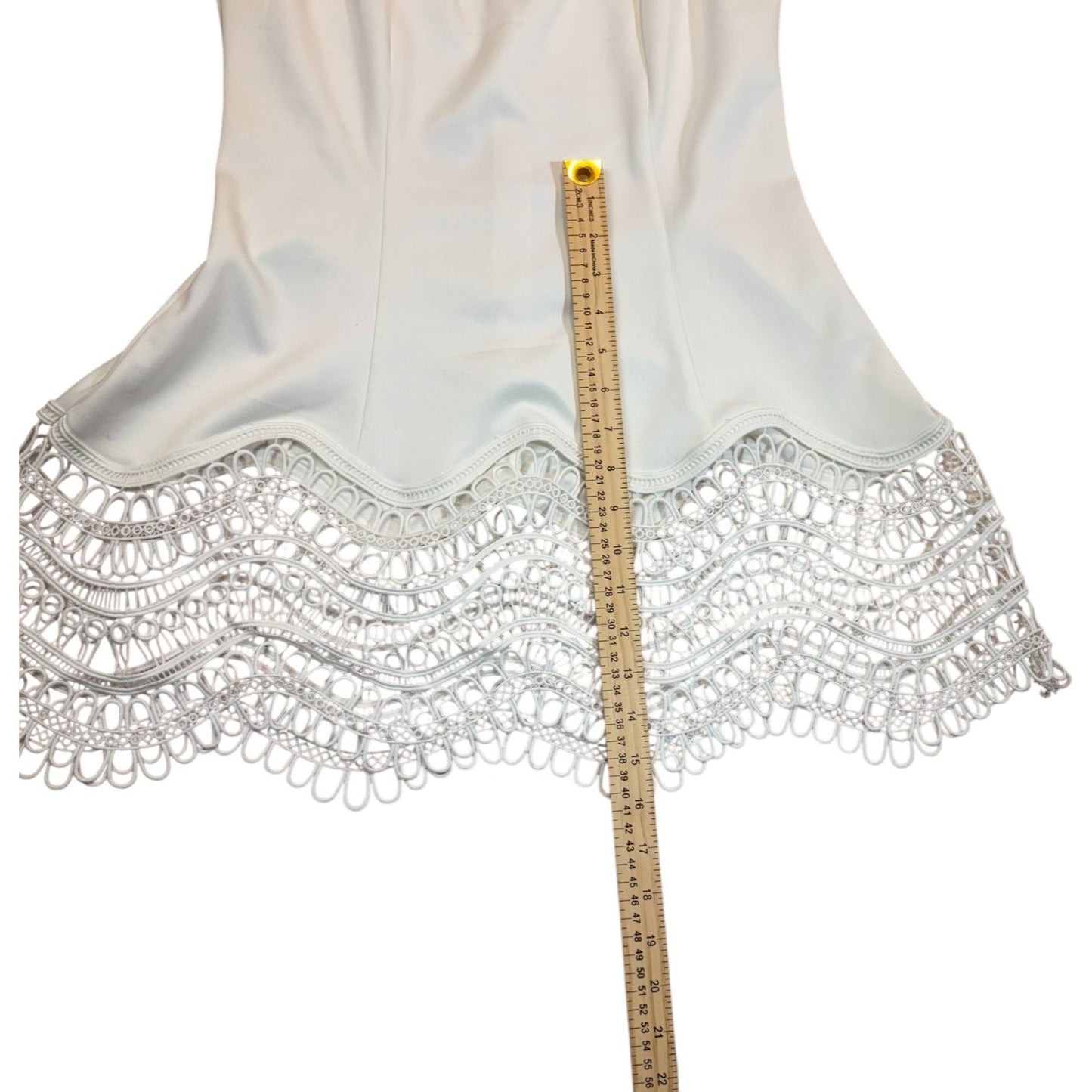 CQ by CQ Women's Size Small White Sleeveless Lace-Trimmed Fit & Flare Tunic Dress