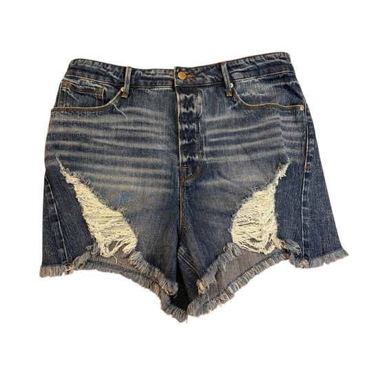 Good American Distressed Denim Shorts Women’s 14/32 High Rise Cutoff