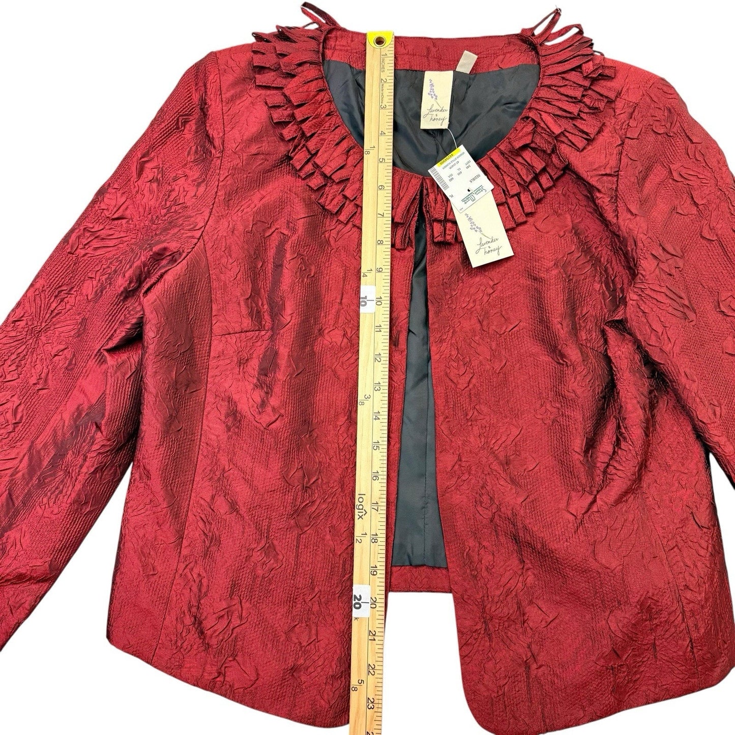 Isaac Mizrahi Red Textured Cropped Jacket PL NWT Women's