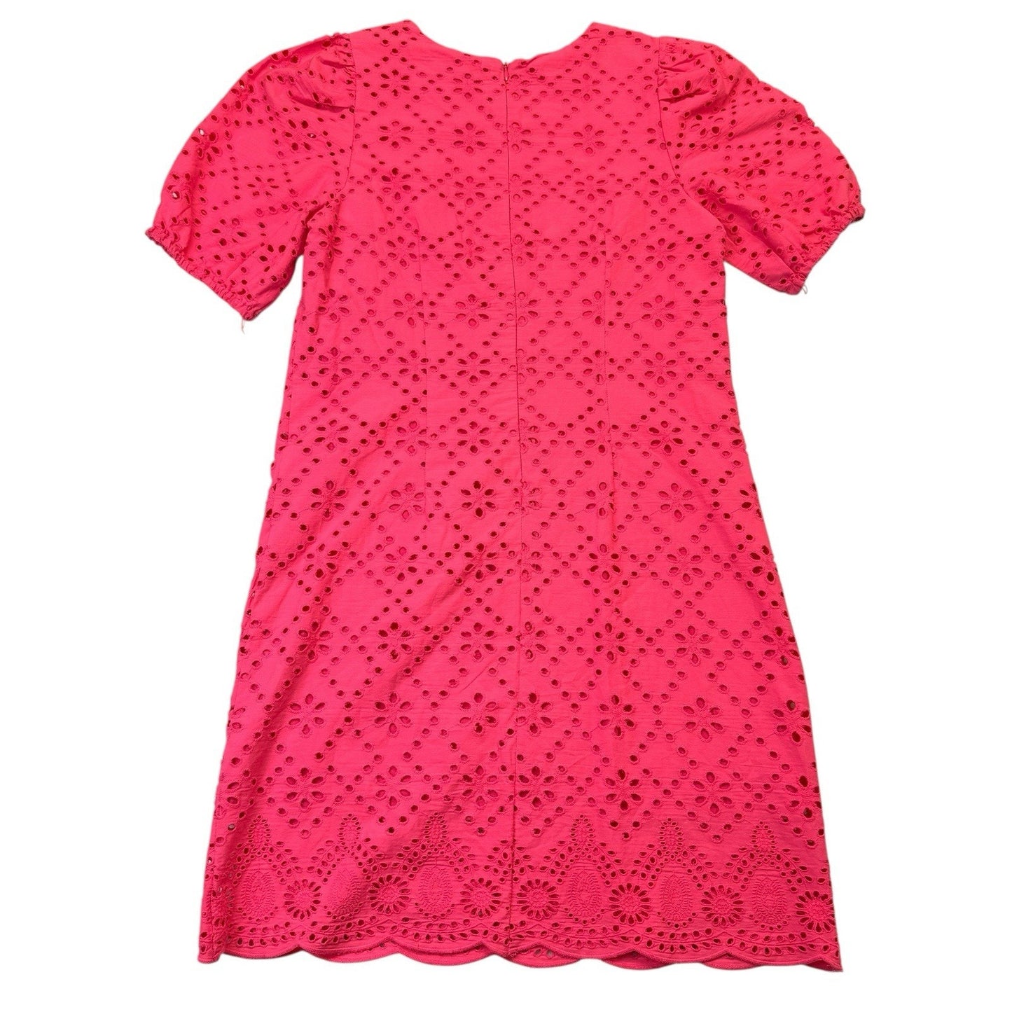 London Times Pink Eyelet Dress US 10 Floral Lace Shift Scallop Hem NWT Women's