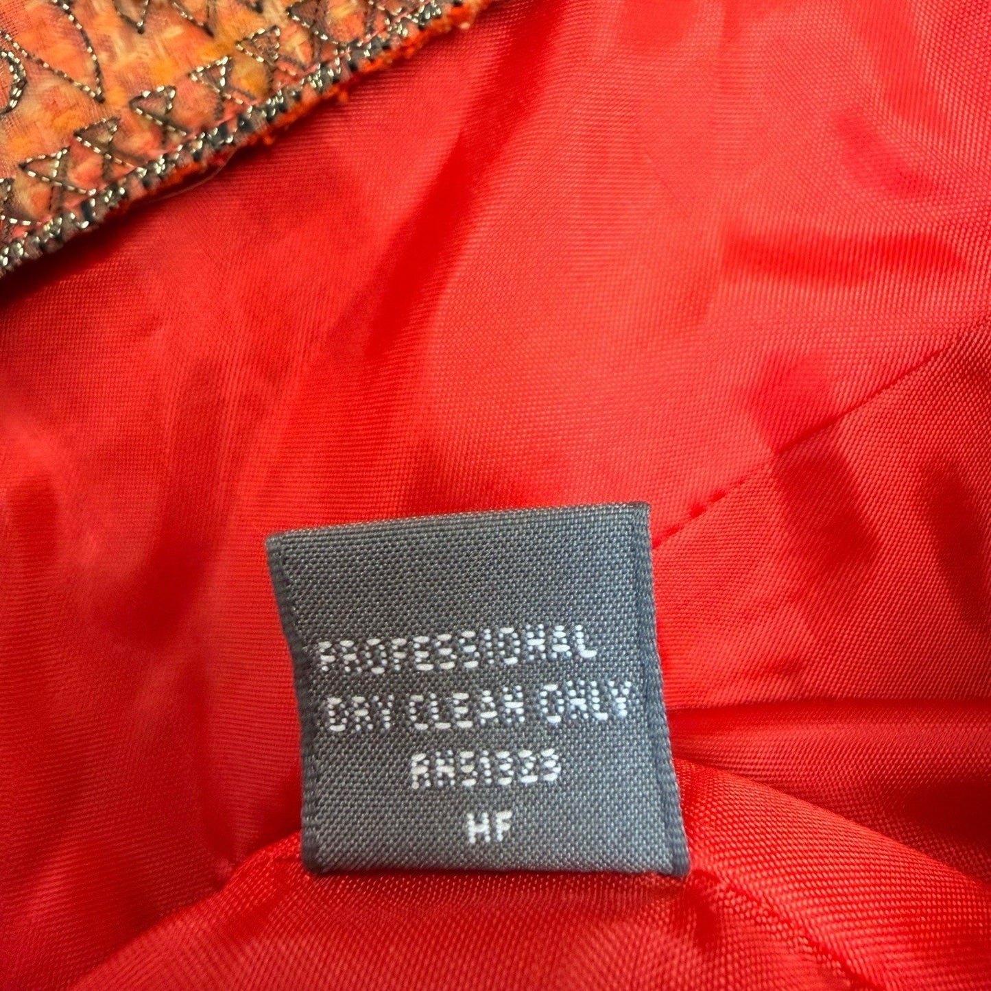 Josephine Chaus Petite 8P Orange Tweed Skirt Suit Embroidered Jacket Set Women's