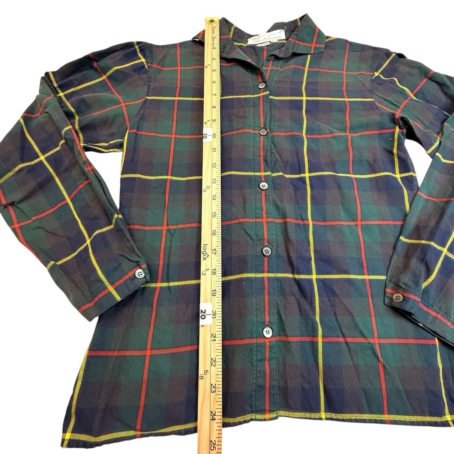 Vintage Perry Ellis Plaid Button-Up Women's 6 British Crown Colony Hong Kong