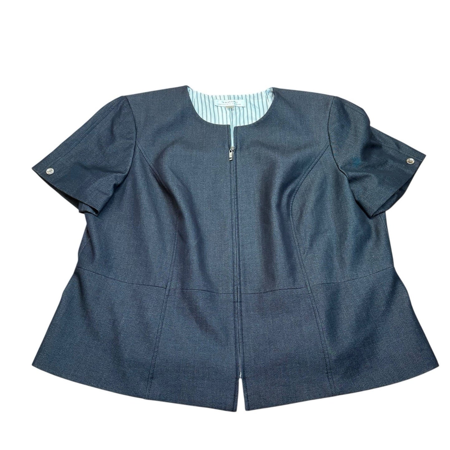 Vintage Tahari Arthur S Levine Skirt Suit Women's Short Sleeve Zip Jacket Pencil