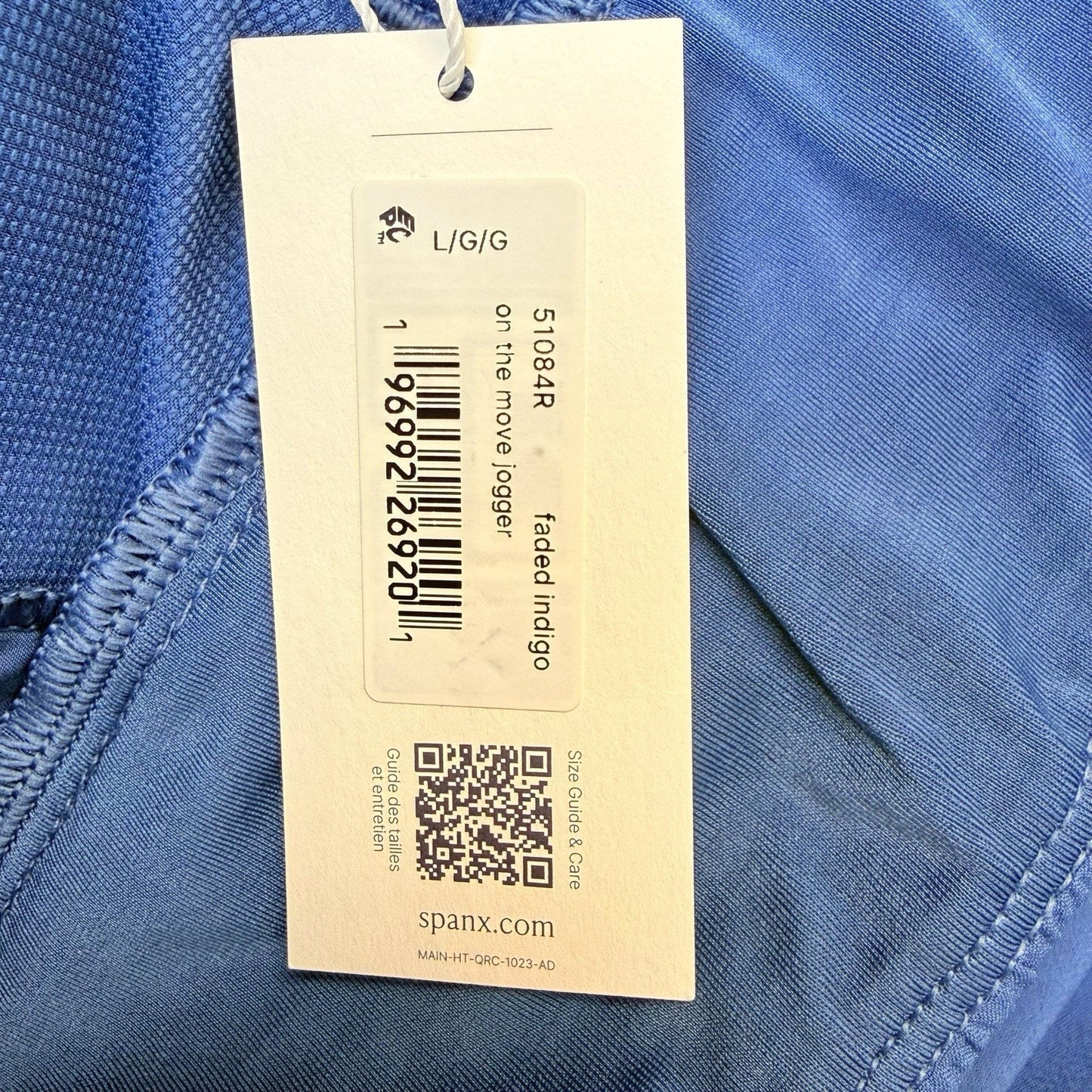 SPANX Jogger Pants L Blue Elastic Waist Stretch Athleisure Women's