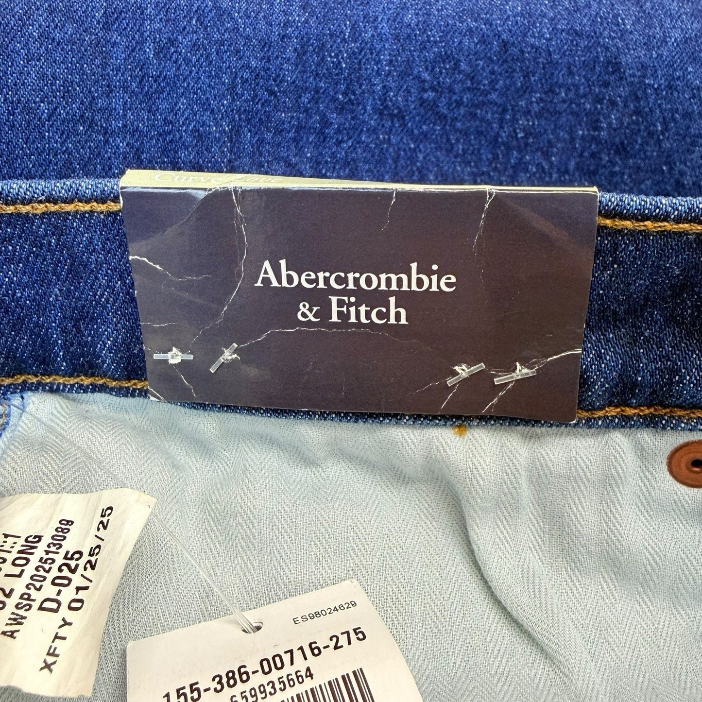 NWT Abercrombie & Fitch Curve Love 90s Straight Jeans Women's 32 Long Mid Rise Y2K