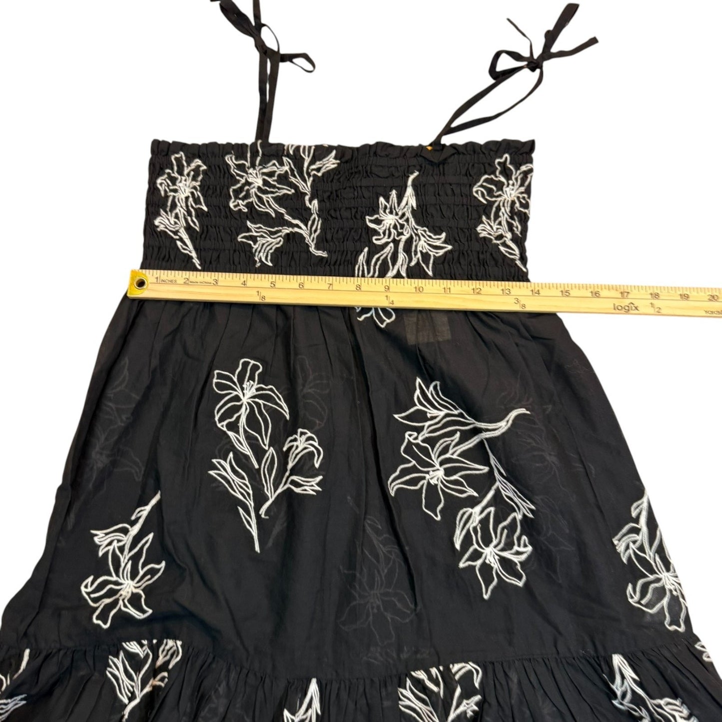 Tanya Taylor Swim Mini Lina Dress Girls L Black WHT Embroidered Lily Cotton NWT Women's