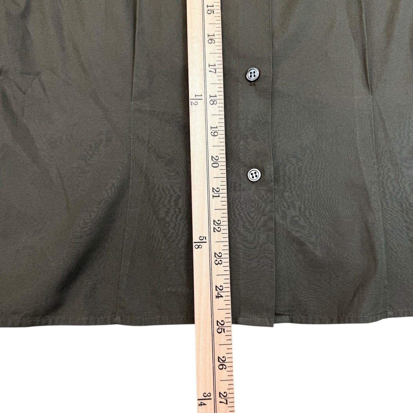 Vintage Perry Ellis Olive Green Ruffle Blouse Hong Kong Cotton Shirt Women's