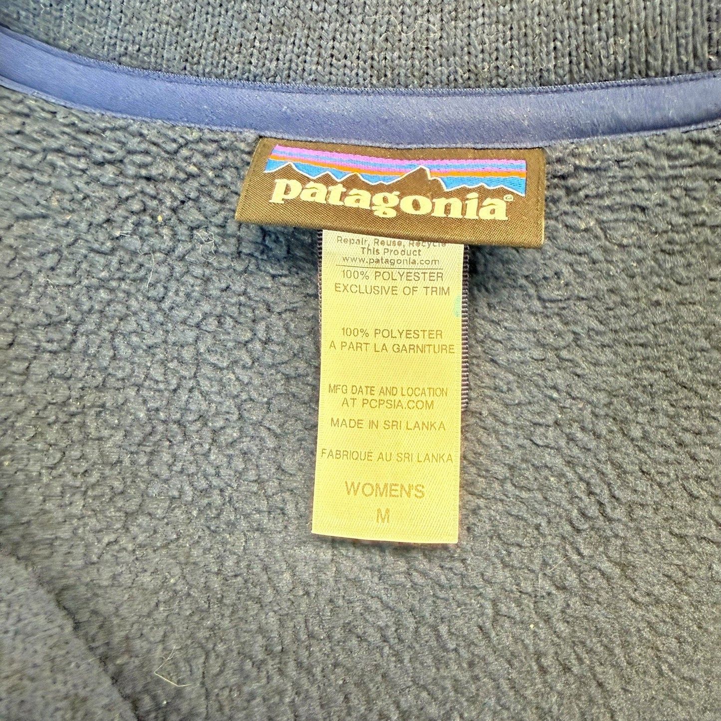 Patagonia Blue Double Breasted Fleece Jacket Women's M Peacoat Style